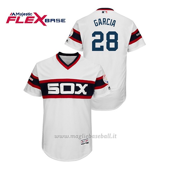 Maglia Baseball Uomo Chicago White Sox Leury Garcia 150th Aniversario Patch Flex Base Bianco